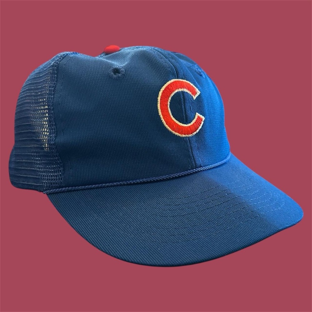 Vintage Chicago Cubs Mesh-Back Blue Rope Hat SnapBack